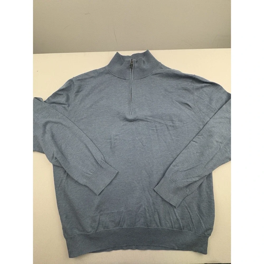 Brooks Brothers Sweater Mens Extra Large Blue Pullover Quarter Zip Supima Cotton